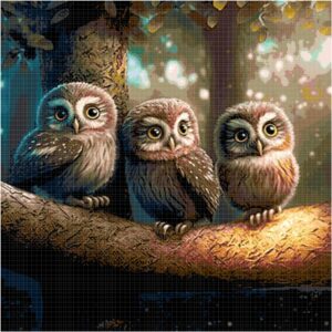Baby Owls Cross Stitch Pattern by Kustom Cross Stitch, Full Coverage Cross Stitch Pattern, Instant Download Cross Stitch Pattern