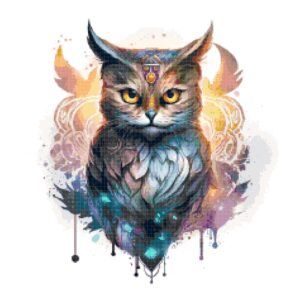 Cat Owl Cross Stitch Pattern by A Cross Stitch Pattern, Full Coverage Cross Stitch Pattern, Instant Download Cross Stitch Pattern