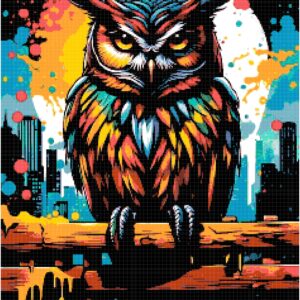 City Owl Cross Stitch Pattern by A Cross Stitch Pattern, Full Coverage Cross Stitch Pattern, Instant Download Pattern