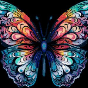 Colorful Butterfly Cross Stitch Pattern by A Cross Stitch Pattern, Full Coverage Cross Stitch Pattern, Instant Download Cross Stitch Pattern
