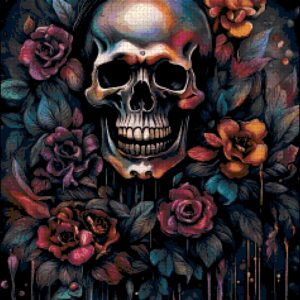 Dripping Flower Skull Cross Stitch Pattern A Cross Stitch Pattern, Full Coverage Cross Stitch Pattern, Instant Download Cross Stitch Pattern