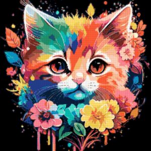 Dripping Kitten Cross Stitch Pattern A Cross Stitch Pattern, Full Coverage Cross Stitch Pattern, Instant Download Cross Stitch Pattern