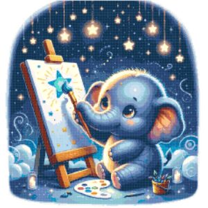 Elephant Painting Cross Stitch Pattern by A Cross Stitch Pattern, Full Coverage Cross Stitch Pattern, Instant Download Cross Stitch Pattern