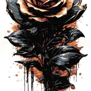 Gold Rose Cross Stitch Pattern by A Cross Stitch Pattern, Full Coverage Cross Stitch Pattern, Instant Download Pattern