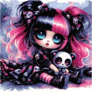 Goth Girl Cross Stitch Pattern by A Cross Stitch Pattern, Full Coverage Cross Stitch Pattern, Instant Download Cross Stitch Pattern
