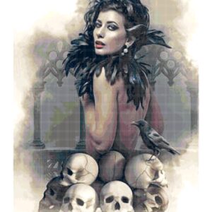 Gothic Roaring 20's Woman With SkullsCross Stitch Pattern by A Cross Stitch Pattern / Modern Cross Stitch Pattern / Stitch Count 253 x 340