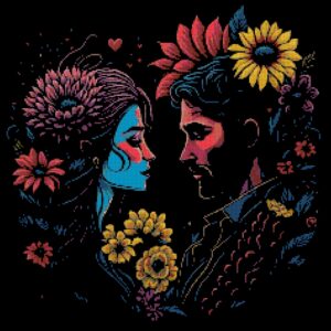 Him & Her 2 Cross Stitch Pattern A Cross Stitch Pattern, Full Coverage Cross Stitch Pattern, Instant Download Cross Stitch Pattern