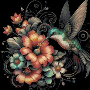 Hummingbird Eating Cross Stitch Pattern by A Cross Stitch Pattern, Full Coverage Cross Stitch Pattern, Instant Download Cross Stitch Pattern
