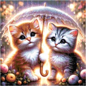 Kittens In The Rain Cross Stitch Pattern by A Cross Stitch Pattern, Full Coverage Cross Stitch Pattern, Instant Download Pattern