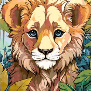 Lion In The Leaves Cross Stitch Pattern by A Cross Stitch Pattern, Full Coverage Cross Stitch Pattern, Instant Download Cross Stitch Pattern