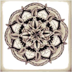 Sepia Mandala Cross Stitch Pattern by Kustom Cross Stitch / Modern Cross Stitch Pattern / Stitch Count 125 x 125 Stitches
