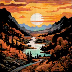 Mountain Road Cross Stitch Pattern by A Cross Stitch Pattern, Full Coverage Cross Stitch Pattern, Instant Download Cross Stitch Pattern