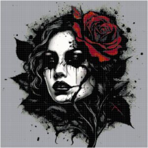 Rose In Pain Cross Stitch Pattern by A Cross Stitch Pattern, Full Coverage Cross Stitch Pattern, Instant Download Cross Stitch Pattern