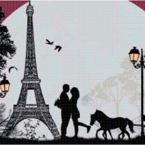 Paris Cross Stitch Printable Needlework Pattern - DIY Crossstitch Chart, Relaxing Hobby, Instant Download PDF Design