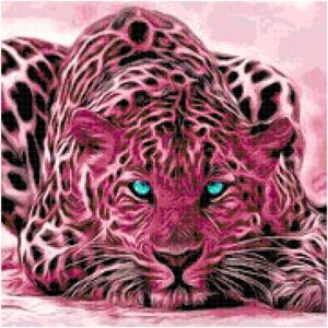 Fractal Pink Tiger Cross Stitch Printable Needlework Pattern - DIY Crossstitch Chart, Relaxing Hobby, Instant Download