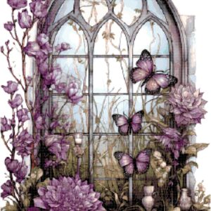Purple Butterflies Cross Stitch Pattern by A Cross Stitch Pattern, Full Coverage Cross Stitch Pattern, Instant Download Pattern
