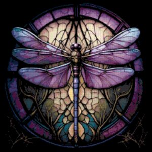 Purple Dragonfly Cross Stitch Pattern by A Cross Stitch Pattern, Full Coverage Cross Stitch Pattern, Instant Download Cross Stitch Pattern