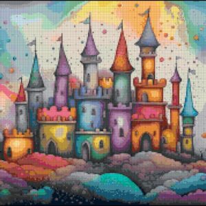 Rainbow Castle Cross Stitch Pattern by A Cross Stitch Pattern, Full Coverage Cross Stitch Pattern, Instant Download Cross Stitch Pattern