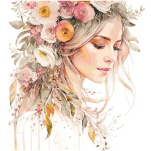 Watercolor Girl Cross Stitch Pattern by A Cross Stitch Pattern, Full Coverage Cross Stitch Pattern, Instant Download Cross Stitch Pattern