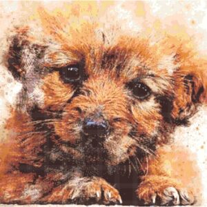 Watercolor Puppy Cross Stitch Pattern by Kustom Cross Stitch – Large, full coverage pattern – 288 x 251 Stitches